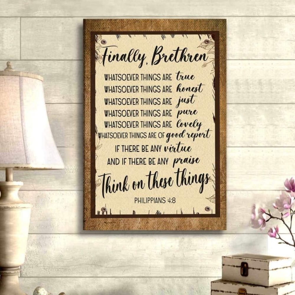 Whatsoever Things Are True Philippians 48 Bible Verse Canvas Art