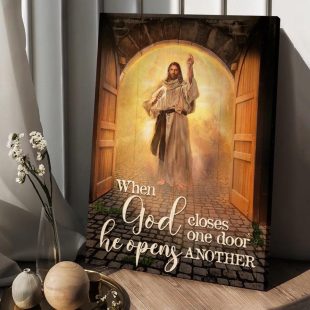 When God Closes One Door Canvas Amazing Jesus Painting Infinite Halo Canvas Wall Art