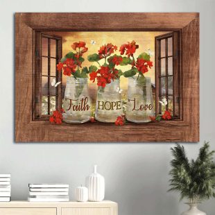 White Butterfly Wooden Windows Faith Hope Love Canvas Wall Art