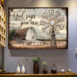 Windmill Farm Rustic Barn God Says You Are Canvas Wall Art