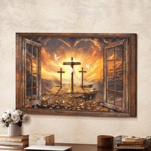 Window Sunset Path To Heaven Jesus Landscape Canvas Wall Art