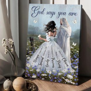 Woman Jesus Christ Painting God Says You Are Canvas Wall Art