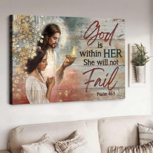 Woman Prayer Jesus Light God Is Within Her Canvas Wall Art