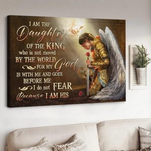 Woman Warrior Angel Wings Jesus I Am The Daughter Of The King Canvas Wall Art