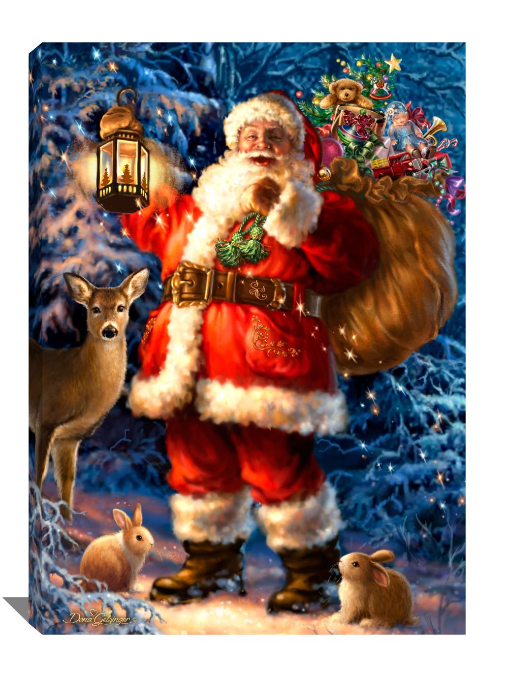 Woodland Santa Canvas Wall Art