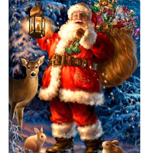 Woodland Santa Canvas Wall Art