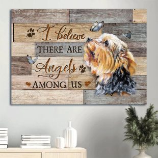 Yorkshire Terrier Lovely Butterfly Heaven I Believe There Are Angels Among Us Canvas Wall Art