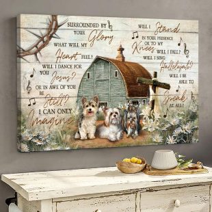 Yorkshire Terrier Wooden Cross Vintage House I Can Only Imagine Canvas Wall Art