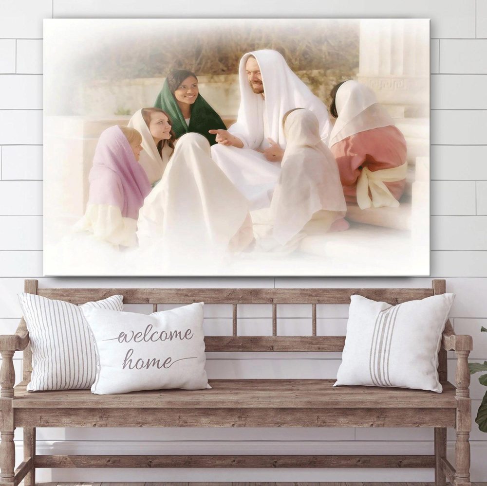 Young Women (White) Canvas Wall Art