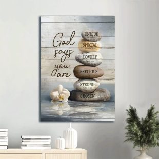 Zen Stone Painting Inspirational Art God Says You Are Canvas Wall Art