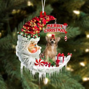 Chinese Crested On The Moon Merry Christmas Ornaments Hanging Decor