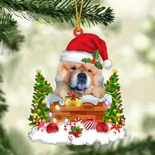 Chow Chow In The Chimney Christmas Ornament Hanging Decor