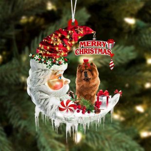 Chow Chow On The Moon Merry Christmas Ornaments Hanging Decor