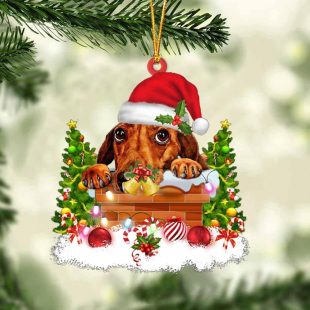 Dachshund In The Chimney Christmas Ornament Hanging Decor