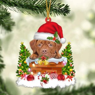 Dogue De Bordeaux In The Chimney Christmas Ornament Hanging Decor