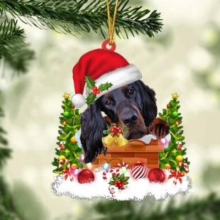 Gordon Setter In The Chimney Christmas Ornament Hanging Decor