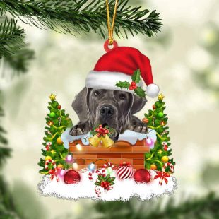 Great Dane In The Chimney Christmas Ornament Hanging Decor