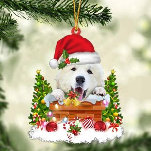 Great Pyrenees In The Chimney Christmas Ornament Hanging Decor