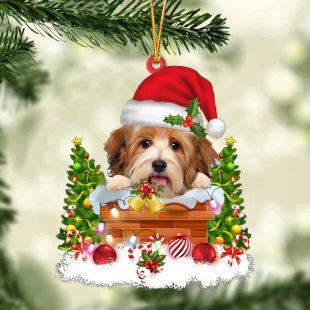 Havanese In The Chimney Christmas Ornament Hanging Decor