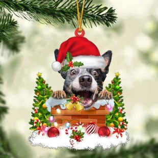 Heeler In The Chimney Christmas Ornament Hanging Decor