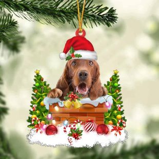 Irish Setter In The Chimney Christmas Ornament Hanging Decor