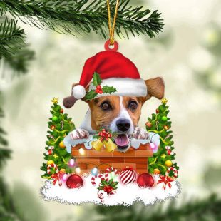 Jack Russell Terrier In The Chimney Christmas Ornament Hanging Decor