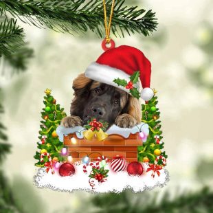 Leonberger In The Chimney Christmas Ornament Hanging Decor