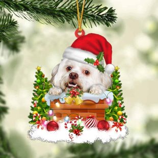 Lhasa Apso In The Chimney Christmas Ornament Hanging Decor