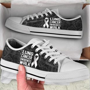 Lung Cancer Shoes Awareness Walk Low Top Shoes