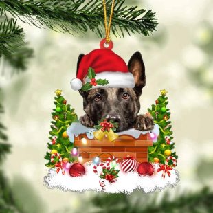 Malinois In The Chimney Christmas Ornament Hanging Decor