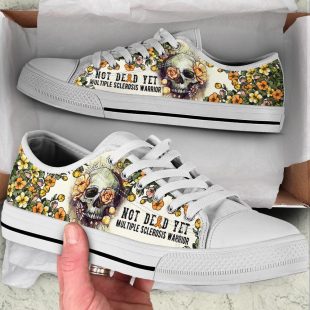 Multiple Sclerosis Shoes Rose Flowers Skull Low Top Shoes