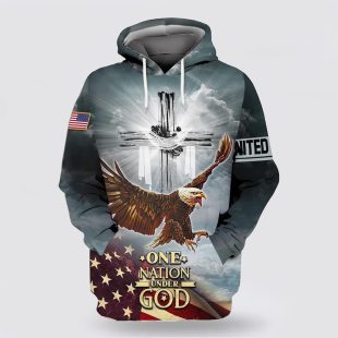 One Nation Under God American Flag With Jesus Cross 3d Hoodies For Women Men - Christmas Gift