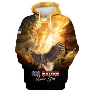 One Nation Under God American Pride Eagle Hoodie - 3D Printed Hoodie - Christmas Gift