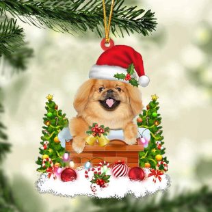 Pekingese In The Chimney Christmas Ornament Hanging Decor