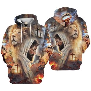 Personalized Name Faith Over Fear Christian Jesus Lion 3D All Over Printed Clothes - Christmas Gift