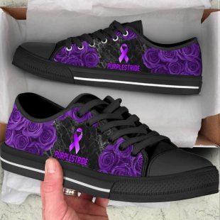 Purplestride Shoes Rose Flower Low Top Shoes Canvas Shoes