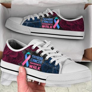 Thyroid Cancer Shoes Awareness Walk Low Top Shoes