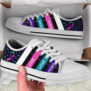 Thyroid Cancer Shoes Plaid Low Top Shoes