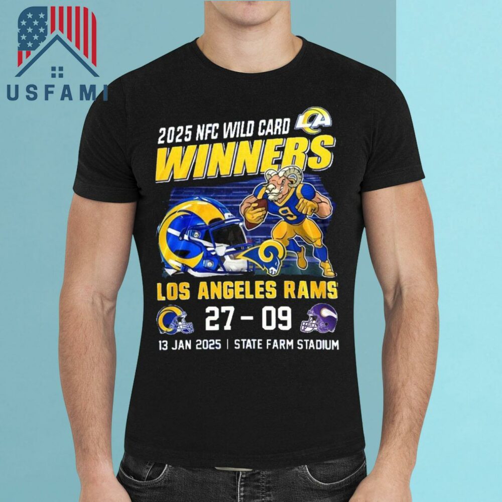 Los Angeles Rams NFC Wild Card 2025 Winners Minnesota Vikings 27-09 Mascot Jan 13, 2025 T-Shirt