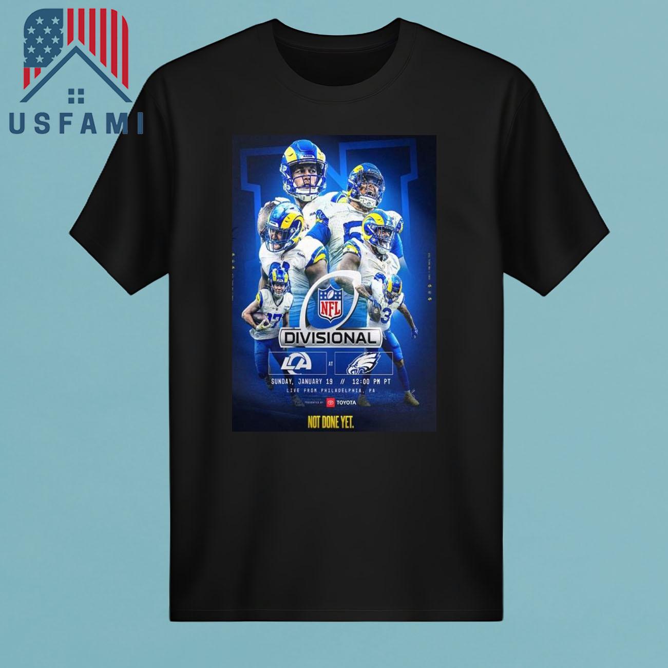 Los Angeles Rams Vs Philadelphia Eagles NFL Divisional Round Matchups 2025 On Sunday January 19th T-Shirt Los Angeles Rams Vs Philadelphia Eagles NFL Divisional Round Matchups 2025 On Sunday January 19th T-Shirt