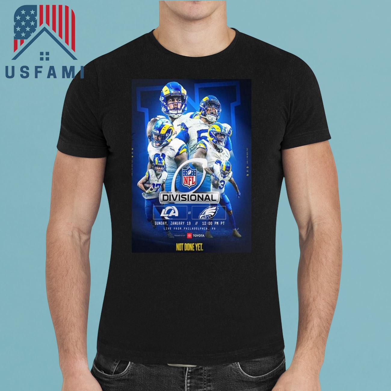 Los Angeles Rams Vs Philadelphia Eagles NFL Divisional Round Matchups 2025 On Sunday January 19th T-Shirt Los Angeles Rams Vs Philadelphia Eagles NFL Divisional Round Matchups 2025 On Sunday January 19th T-Shirt