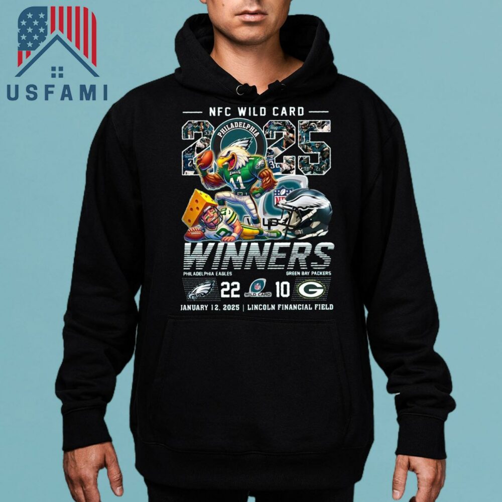 Philadelphia Eagles NFC Wild Card 2025 Winners 22-10 Green Bay Packers Jan 12, 2025 Mascot T-Shirt