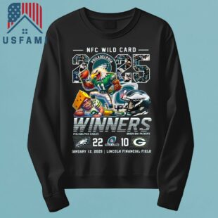 Philadelphia Eagles NFC Wild Card 2025 Winners 22-10 Green Bay Packers Jan 12, 2025 Mascot T-Shirt