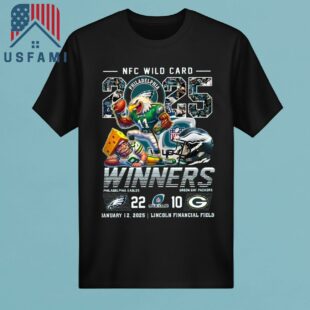 Philadelphia Eagles NFC Wild Card 2025 Winners 22-10 Green Bay Packers Jan 12, 2025 Mascot T-Shirt