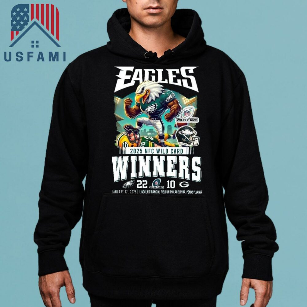 Philadelphia Eagles NFC Wild Card 2025 Winners 22-10 Jan 12, 2025 Mascot T-Shirt
