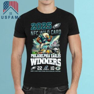 Philadelphia Eagles NFC Wild Card 2025 Winners 22-10 Mascot T-Shirt