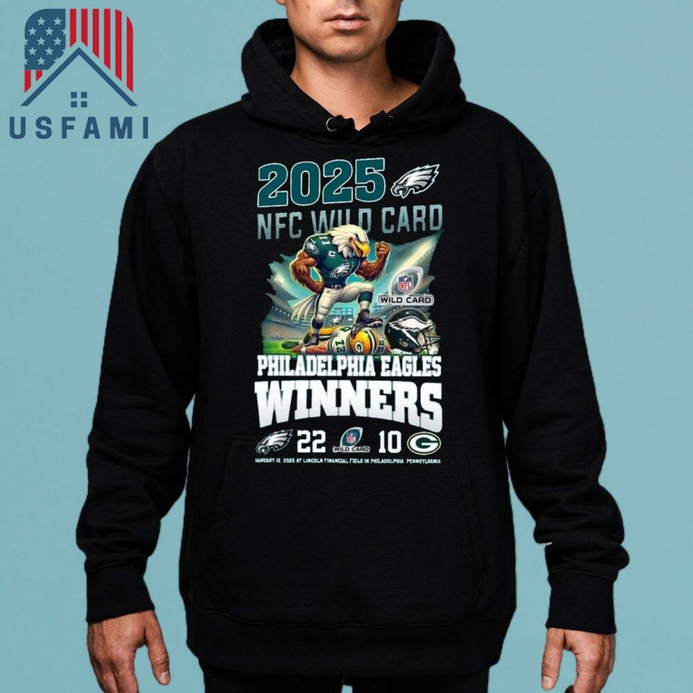 Philadelphia Eagles NFC Wild Card 2025 Winners 22-10 Mascot T-Shirt