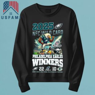 Philadelphia Eagles NFC Wild Card 2025 Winners 22-10 Mascot T-Shirt