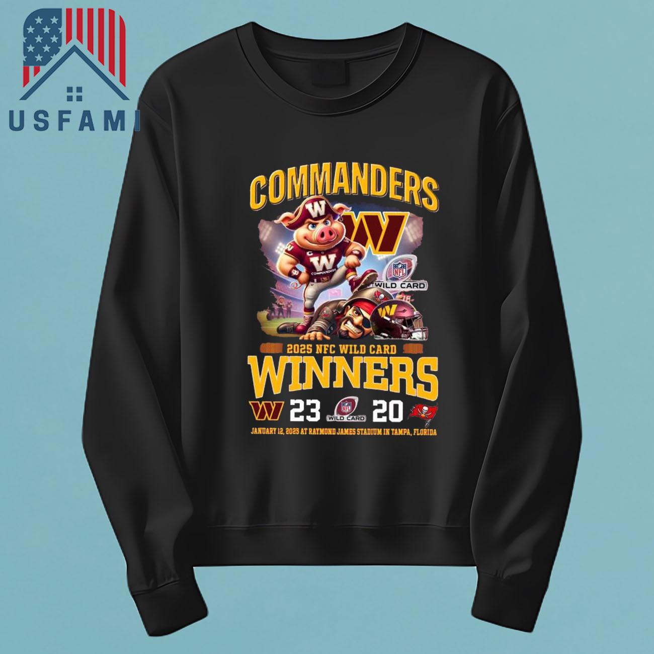 Washington Commanders NFC Wild Card 2025 Winners T-Shirt Washington Commanders NFC Wild Card 2025 Winners T-Shirt