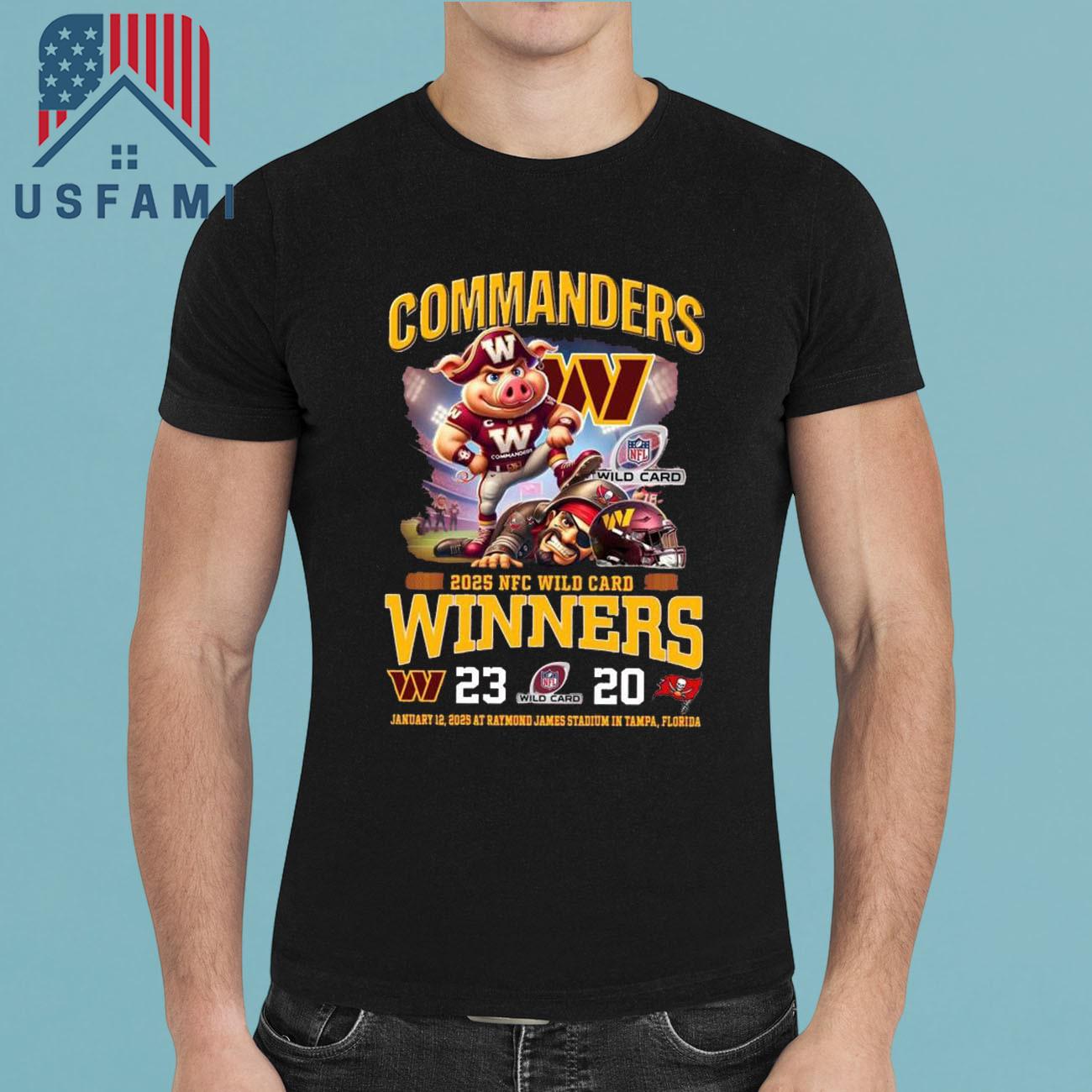 Washington Commanders NFC Wild Card 2025 Winners T-Shirt Washington Commanders NFC Wild Card 2025 Winners T-Shirt